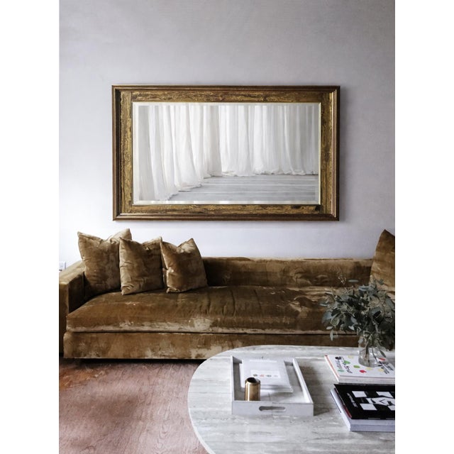 Art Deco Large Brass Wall Mirror With Etched Bronze by Mastercraft For Sale - Image 3 of 9