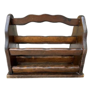 Vintage 1970s Rustic/Primitive Pine Wood Magazine Rack/Vinyl Record Holder