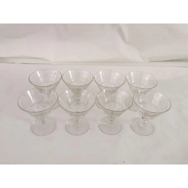 Traditional Vintage Etched Clear Cut Sherry Glasses - Set of 8 For Sale - Image 3 of 6