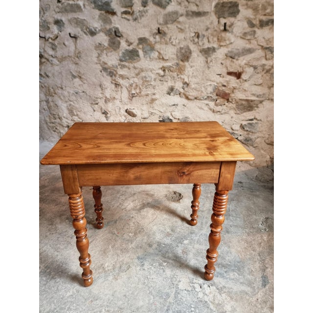 Antique French Walnut Writing Table with Drawer, 1900s For Sale - Image 9 of 16