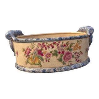 Vintage French Hand Painted Porcelain Jardiniere/ Cachepot/Foot Bath For Sale