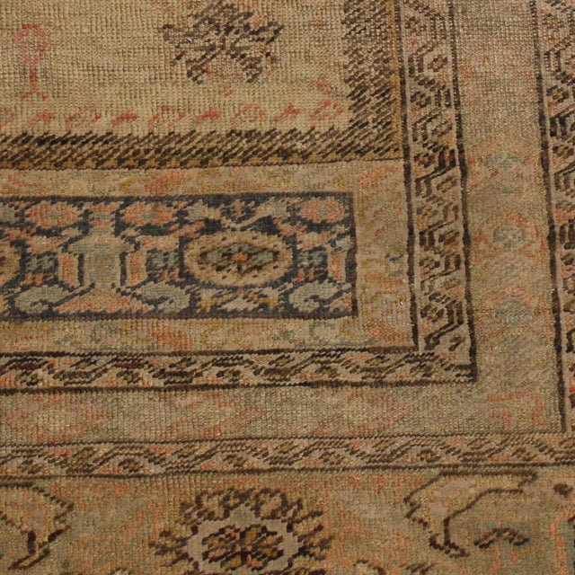 Late 19th Century Antique Kayseri Traditional Tan Beige Wool Rug 4′2″ × 5′9″ For Sale - Image 5 of 7