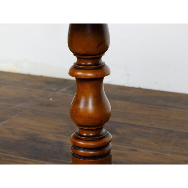 English 19th Century English Regency Period Fruitwood Guéridon Side Table with Pierced Brass Gallery For Sale - Image 3 of 12