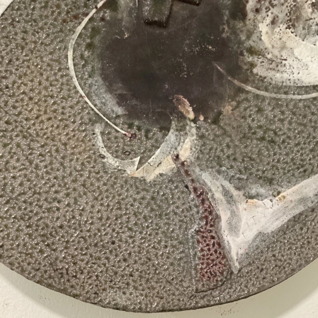 1970s Vintage Large Scale Abstract Stoneware Studio Pottery Plate/ Wall Art Artist Signed For Sale - Image 5 of 12