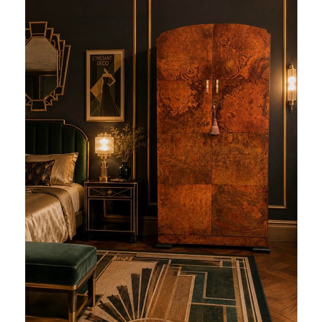 Art Deco Wardrobe in Burr Walnut Veneer, 1920s For Sale - Image 3 of 13