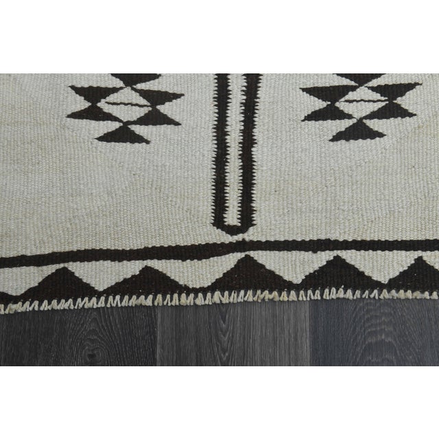 1970s Vintage Turkish Handmade Wool Cotton White Runner Rug For Sale - Image 10 of 11