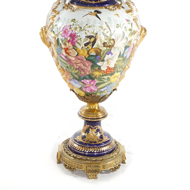 Late 19th Century Large & Impressive 19th Century French Sèvres Porcelain Gilt Gold Decorated Urns For Sale - Image 5 of 12