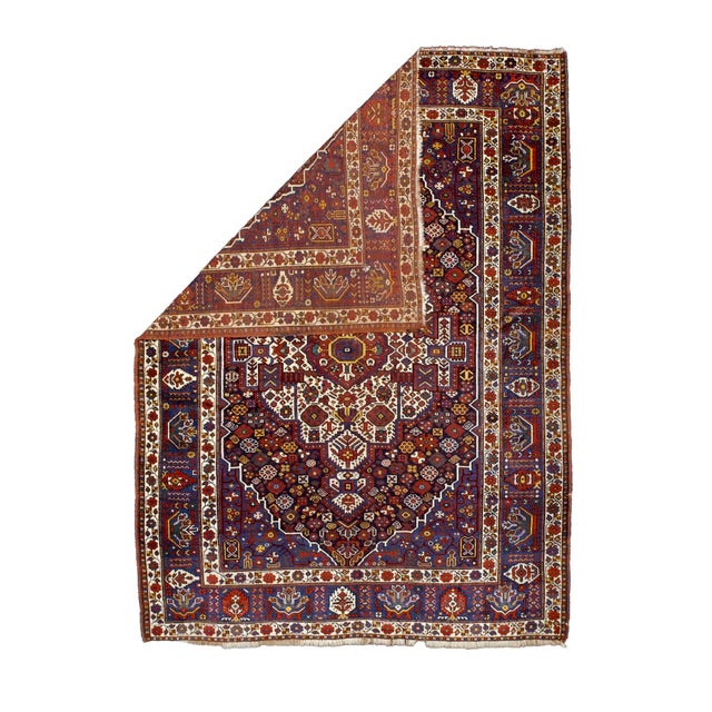 Antique Persian Qashqai Rug 6’2” x 8’4”. The best SW Persian, Fars Province nomadic rugs, mostly in scatter formats....