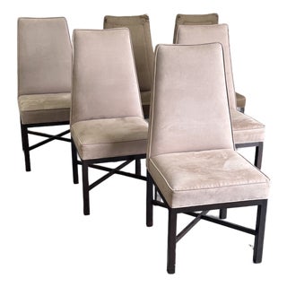 1960s Roger Sprunger for Dunbar Tall Back Dining Chairs- Set of 6 For Sale