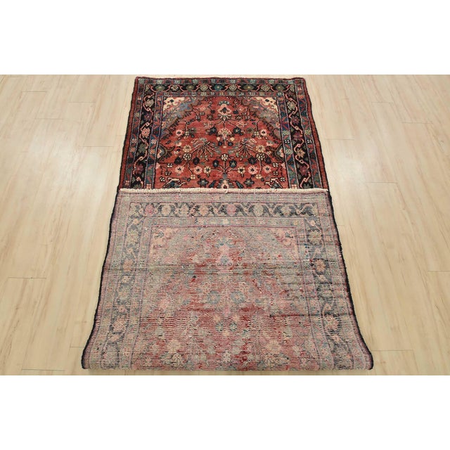 Malayer Runner 3’10” X 9’2” Red Wool Semi-Antique Traditional Hand-Knotted Rug For Sale - Image 13 of 14