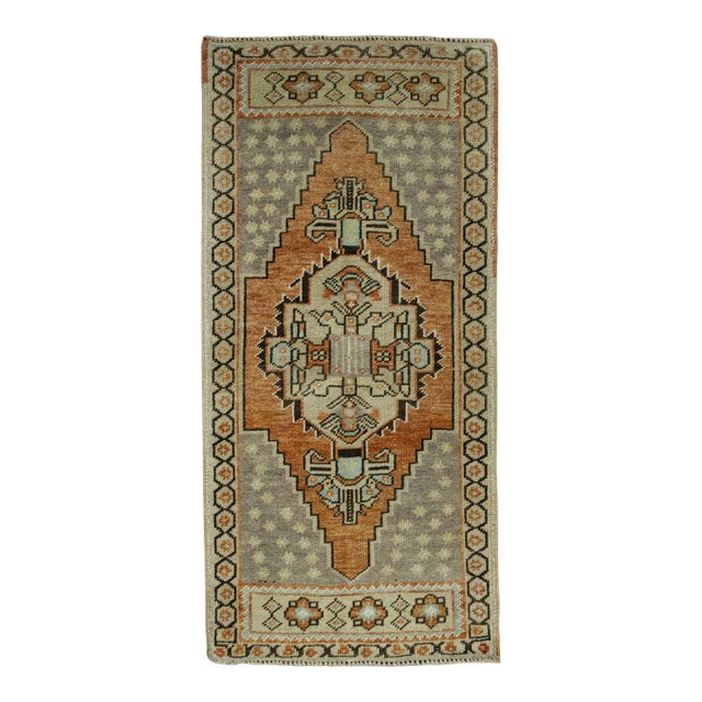 Turkish Mini Rug Oriental Hand Knotted Vintage Rug 1'8" x 3'5" #16209 For Sale