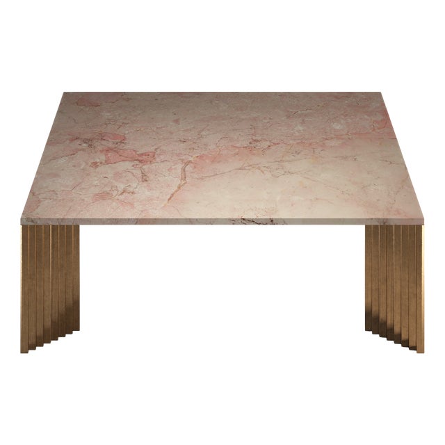 Piero Coffee Table with Cast Bronze Legs and Pink Rosa Tea Marble Top by Fred & Juul For Sale
