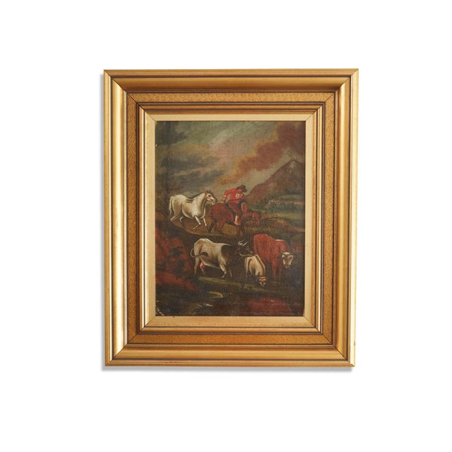 19th Century Dutch Figurative Hillside Scene Oil Painting, Framed For Sale - Image 11 of 11