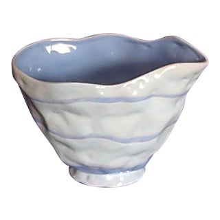 Contemporary Light Blue & White Ceramic Vase For Sale
