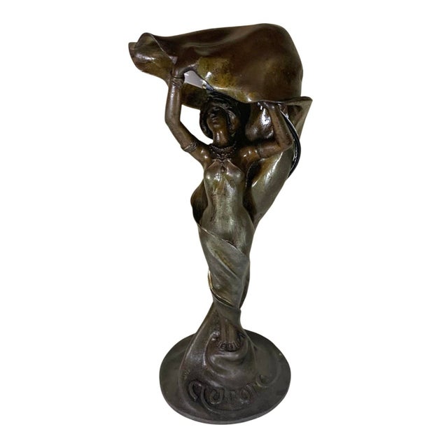 13.5” high, scantily clad nude dancer wearing only a necklace and swirling veil marked “aurore” which translates from...