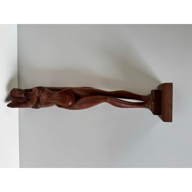 Vintage Hand Carved Wood Nude Female Sculpture For Sale - Image 12 of 12