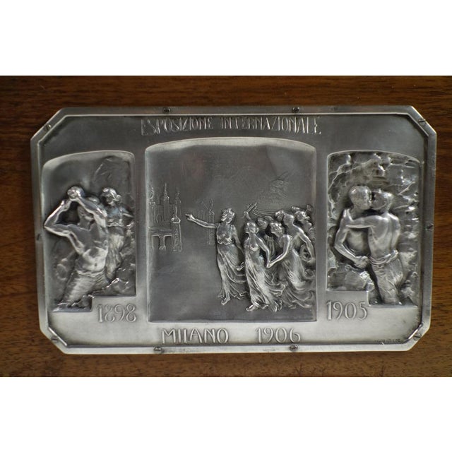 Brown Antique Italian Art Nouveau Silver Plaque Wood Box by Luigi Genazzi, 1890s For Sale - Image 8 of 14