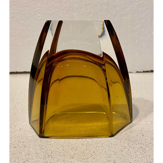Vintage 1970s Amber Art Glass Small Vase For Sale - Image 4 of 6