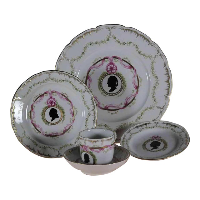 1990s KPM Limited Edition 1/20 Hand-Painted 5-Piece Place-Setting F Silhouettes For Sale