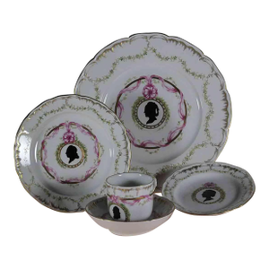 1990s KPM Limited Edition 1/20 Hand-Painted 5-Piece Place-Setting F Silhouettes