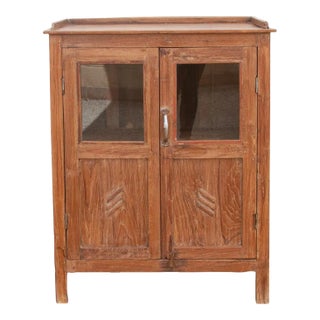 Vintage Teak Glass Kitchen Cabinet For Sale