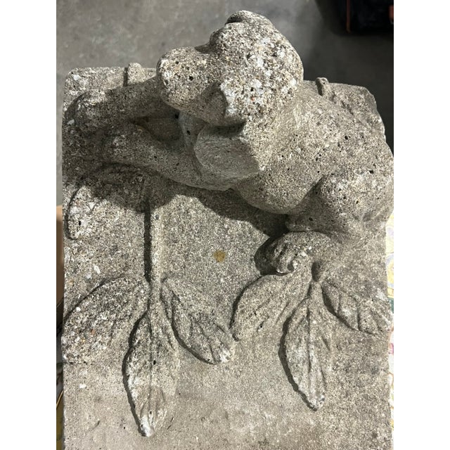Cast Stone Garden Bench With Dog, Mid-20th Century For Sale - Image 4 of 6