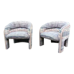 1980s Postmodern Tripod Lounge Chairs by Vladimir Kagan, a Pair