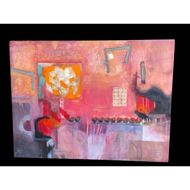 Abstract Sue Nosler Gray Whimsical Abstract Painting For Sale - Image 3 of 9