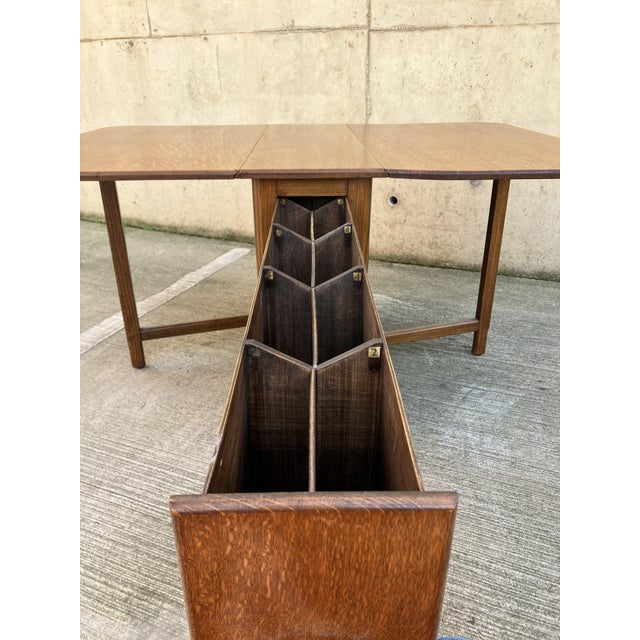 1920s Large Oak Drop Leaf Dining Table with Long Drawers, 1940s For Sale - Image 5 of 10
