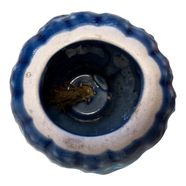 Mid-Century Modern Vintage Blue Glazed Studio Pottery Stacked Ceramic Wind Bell Hanging Sculpture For Sale - Image 3 of 8