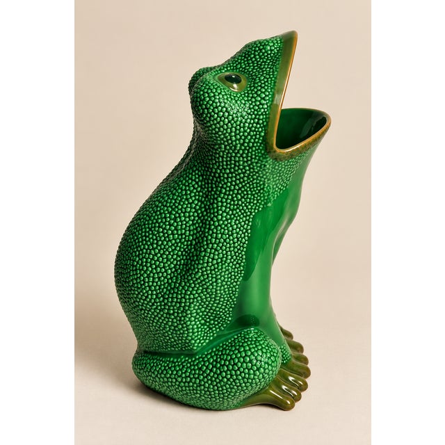 Mid 20th Century Gumps Vintage Italian Porcelain Frog Umbrella Stand For Sale In Naples, FL - Image 6 of 9