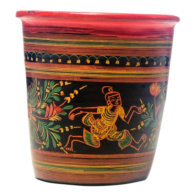 20th Century Antique Burmese Lacquered Cup For Sale