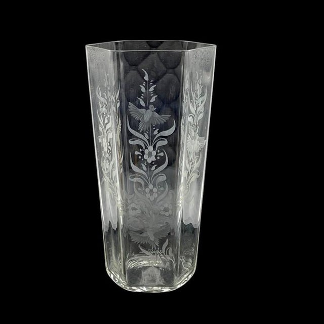 Gorgeous and delicate 1982 limited edition “Doves of Spring” Murano art glass vase. The ethereal design by Giovanni...