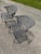 Black Vintage Wrought Iron Garden and Patio Furniture Four Piece Set Featuring Barrel Back Chairs and Bench With End Table For Sale - Image 8 of 10