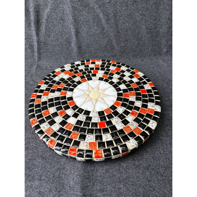 Mid 20th Century Mid Century Modern Mosaic Tile Footed Wood Trivet For Sale - Image 12 of 14