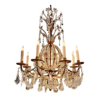 19th C. Italian Beaded Crystal Chandelier For Sale