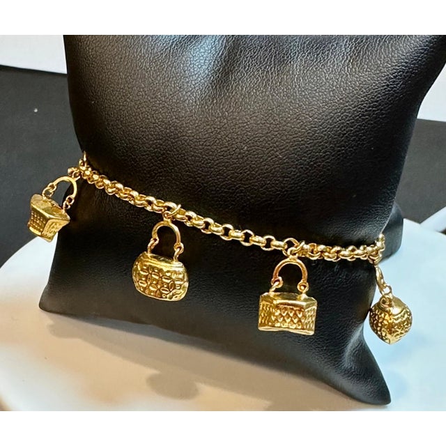 24 Karat Yellow Pure Gold 15.5 Gm Charm Bracelet with 7 Basket Charms For Sale - Image 17 of 18