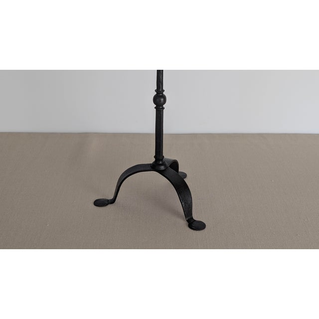 Black 18th C. English Hand Forged Iron Candleholder For Sale - Image 8 of 10