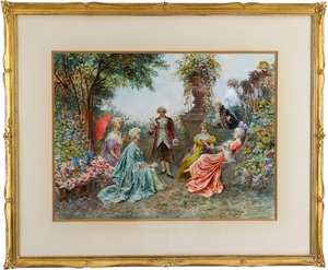 Martinetti, The Garden Music Recital, 19th Century, Watercolour