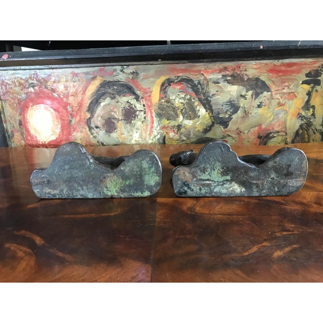 1920s Bronze Tiger Armor Bronze Company Aged Patina Bookends Set of 2