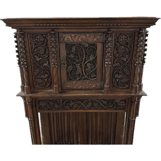 Wood 19th Century Two-Piece Gothic Style Oak Cabinet For Sale - Image 7 of 12
