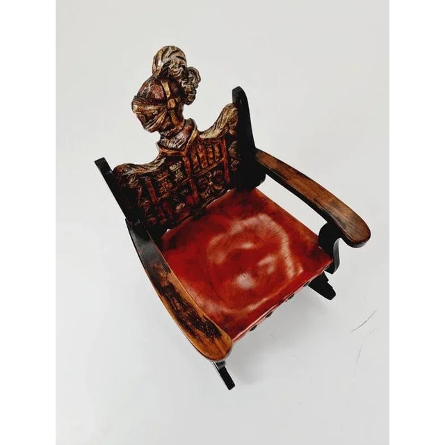 Antique Spanish Hand-Carved Wood Rocking Armchair, 1900s For Sale - Image 16 of 18