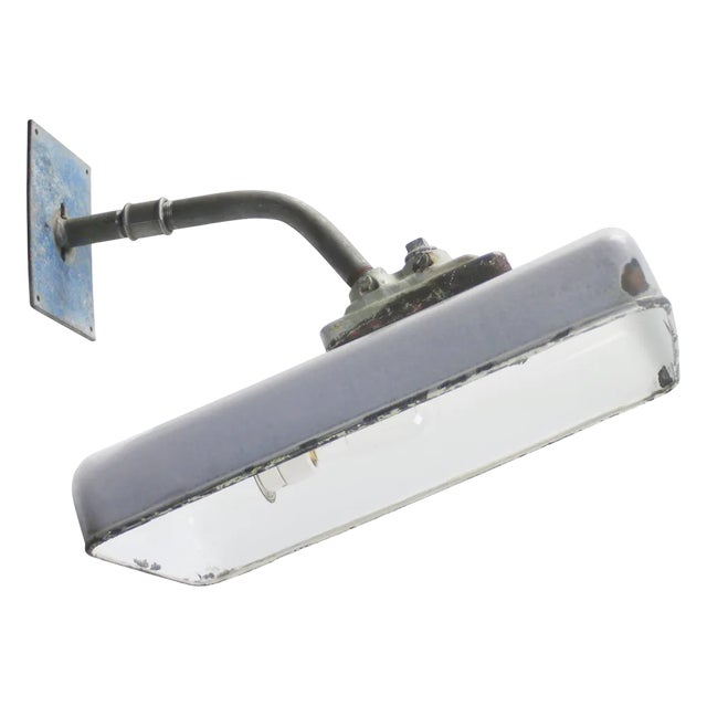 Vintage Industrial Grey Enamel Sconce from Philips For Sale