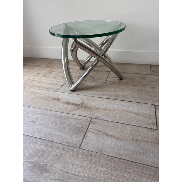 1980s 1980s Chrome and Glass Drinks Table For Sale - Image 5 of 10