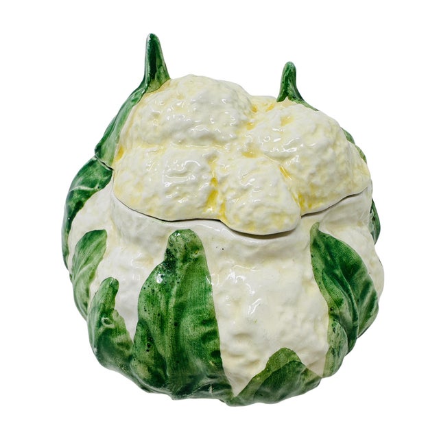 VIETRI Vintage 1990s Italian Majolica Cauliflower Lidded Bowl by Vietri For Sale - Image 4 of 9
