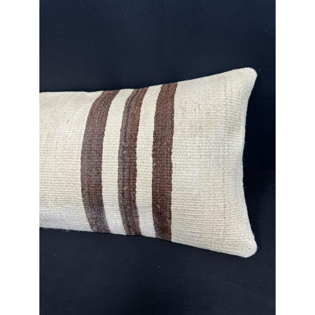 Turkish Hemp Pillow Cushion Natural Beige Brown Cushion Cover 14"x40" For Sale - Image 4 of 4