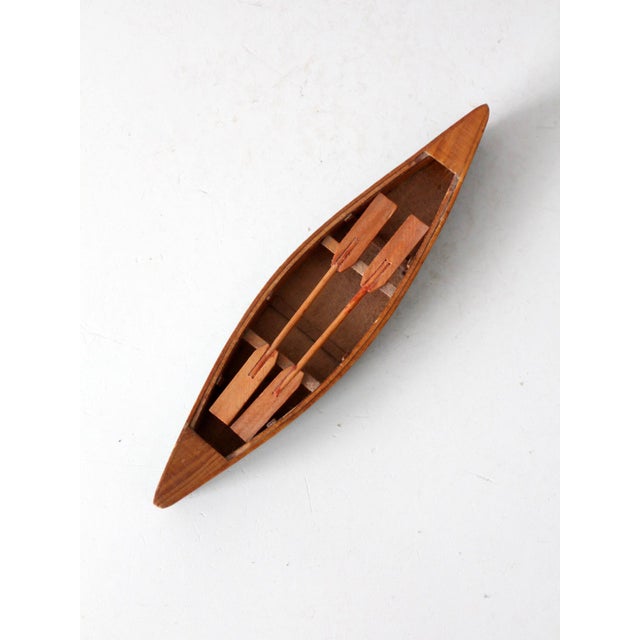 Mid-Century Handmade Wooden Canoe Model For Sale - Image 9 of 13
