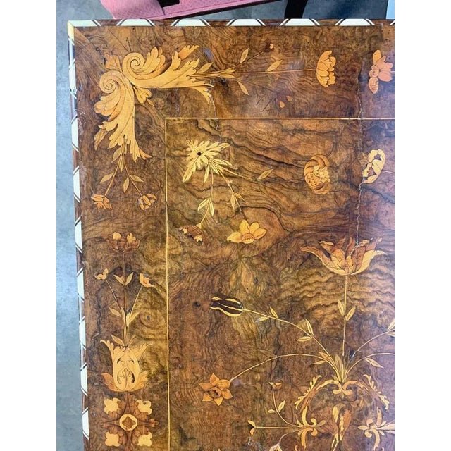 18th Century Dutch Burr Walnut and Marquetry Inlaid Table For Sale - Image 3 of 8