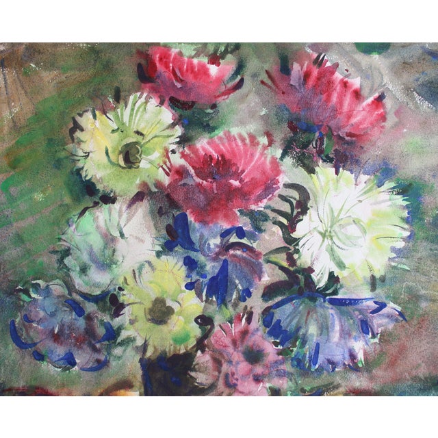 Dzidra Bauma, Asters, 1990, Watercolor For Sale - Image 3 of 6