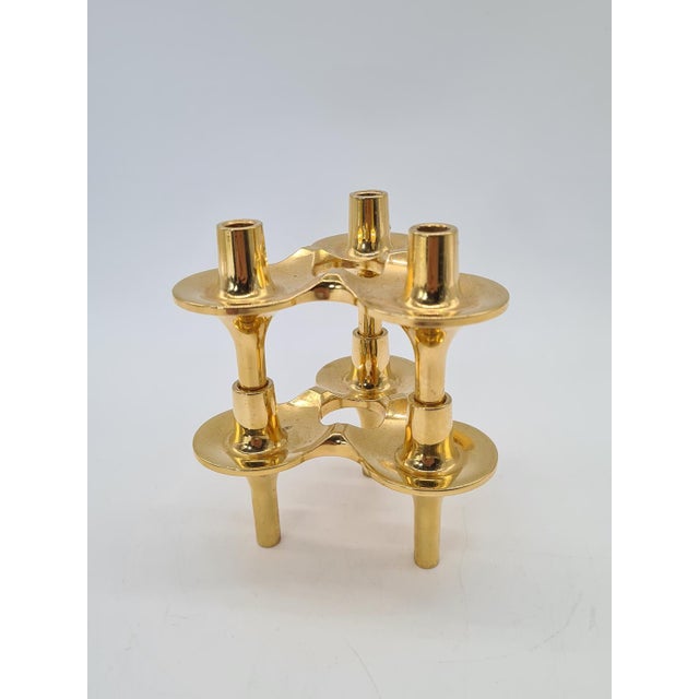 Mid-Century Modern Orion Modular Candlesticks in Brass from BMF, Denmark, 1970s, Set of 2 For Sale - Image 3 of 13